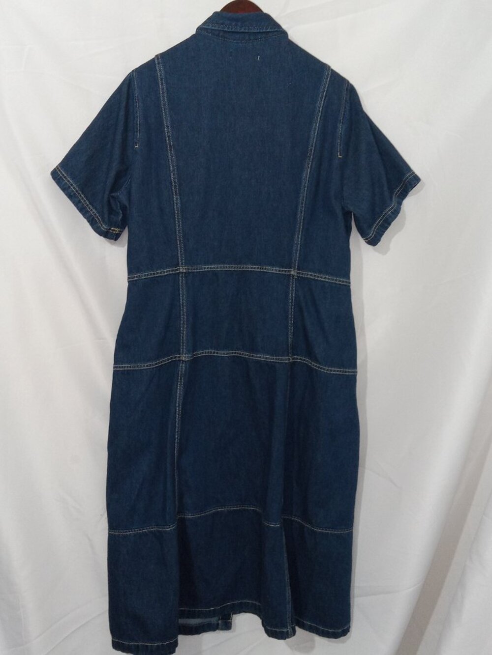 Free Assembly Women’s Heavy Denim Dark Wash Maxi Button Up Dress Sz XL - Picture 7 of 13